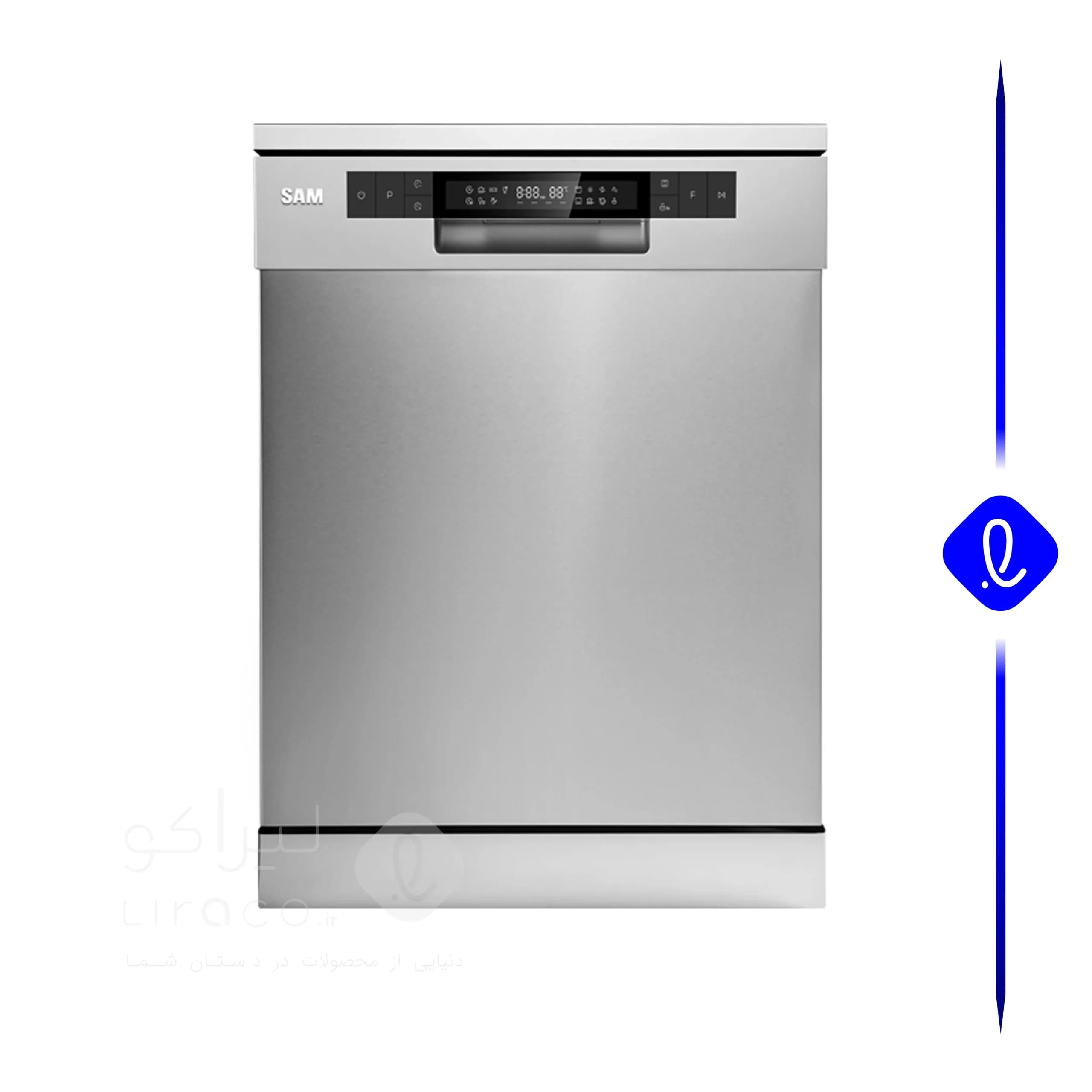 ماشین ظرفشویی سام الکترونیک مدل DW186 S ظرفیت ۱۵ نفره نقره ای — تصویر ۶