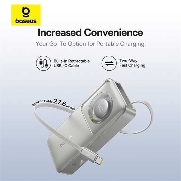 پاوربانک 30 وات 10000 با کابل همراه تایپ سی بیسوس Baseus Nomos Power Bank PPSS1030 — تصویر ۵