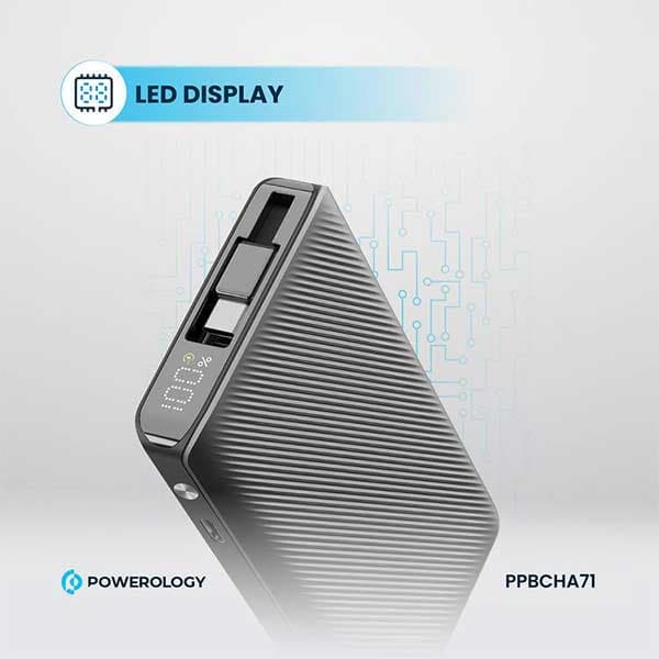 پاوربانک 22 وات 10000 با کابل تایپ سی جمع شونده پاورولوژی Powerology Power Bank PPBCHA71 — تصویر ۷
