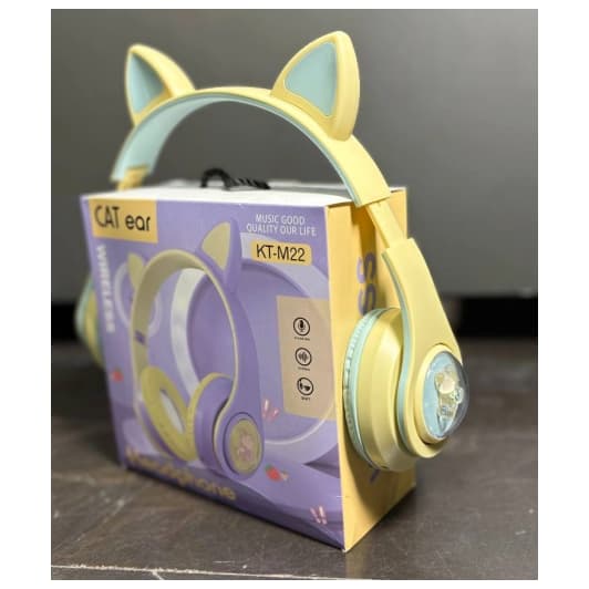هدفون بی‌سیم گوش گربه‌ای مدل KT-M22 | هدست فانتزی Cat Ear