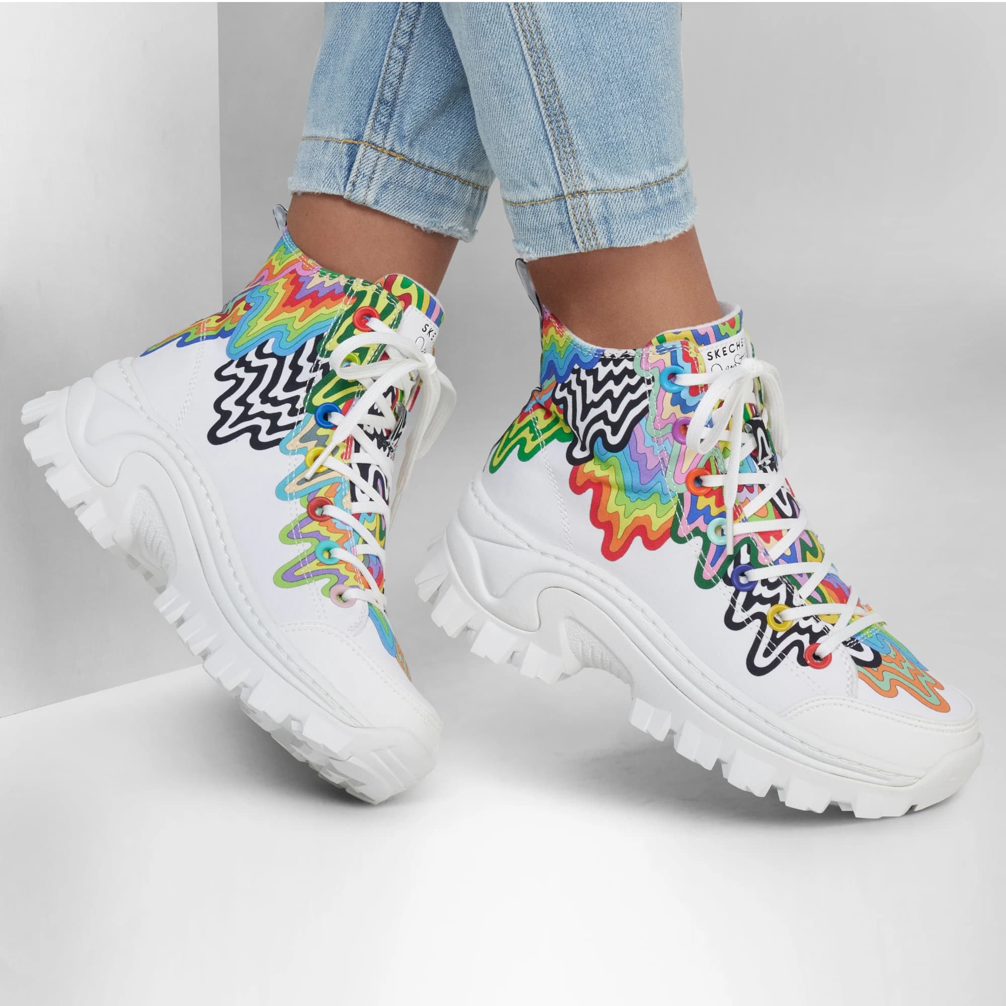 کفش ساقدار زنانه اسکچرز مدل 177962 WMLT Hi Ryze – Drippy — تصویر ۱۱