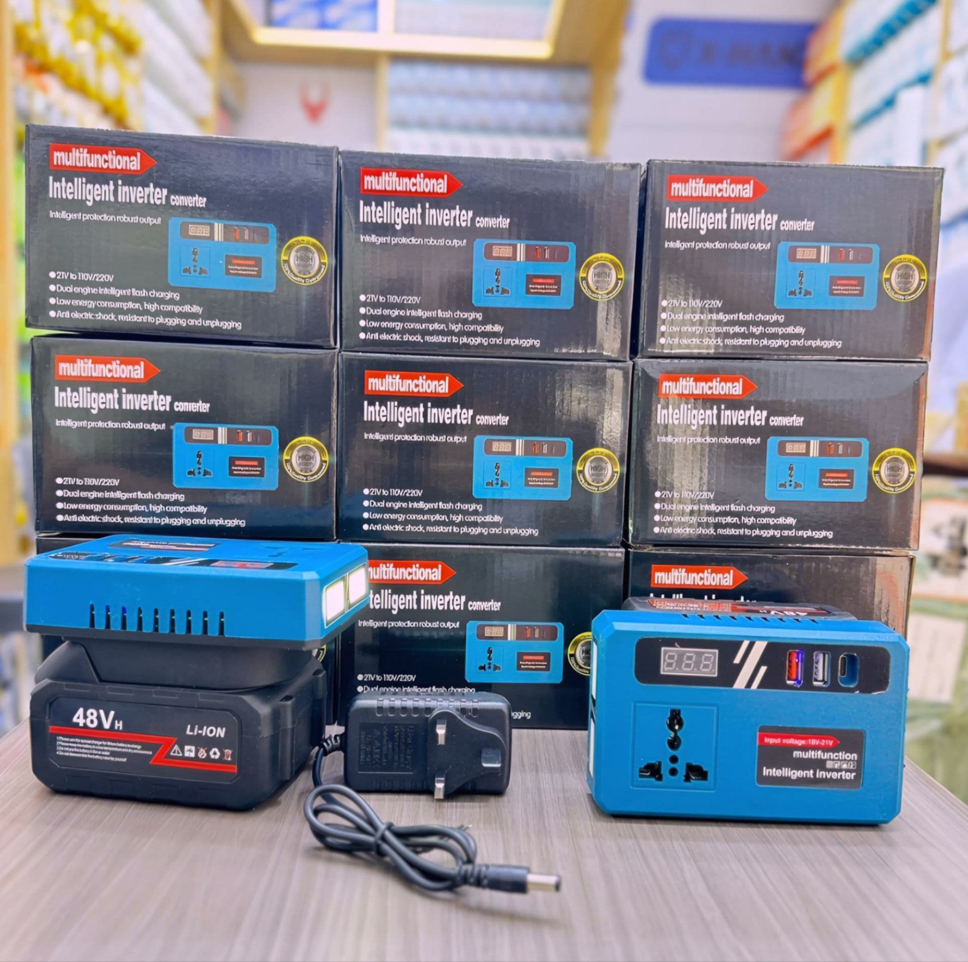 اینورتر شارژی پرتابل 220 ولت چندکاره پاور استیشن قابل حمل با باتری لیتیومی و 2 پورت USB