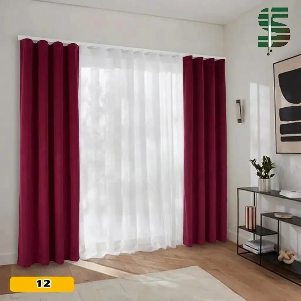 پرده مینیمال ترکیبی مخمل کالیفرنیا و حریر در 17 رنگ — تصویر ۱۲