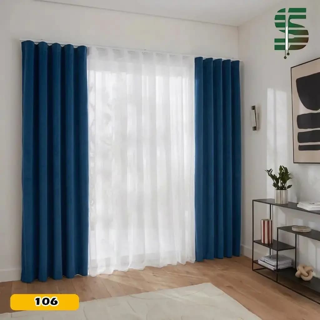 پرده مینیمال ترکیبی مخمل کالیفرنیا و حریر در 17 رنگ — تصویر ۸