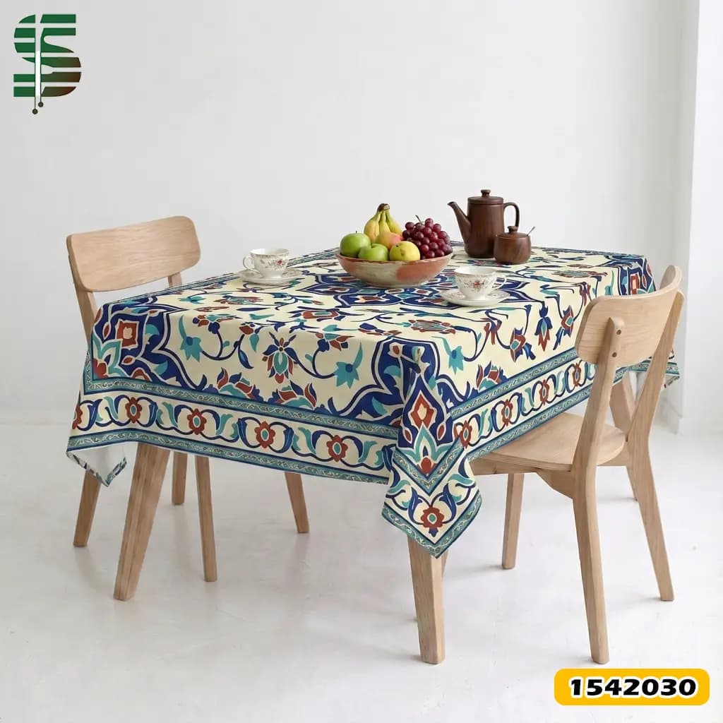 رومیزی مخمل کد 1542030 طرح سنتی گل های شرقی — تصویر ۶