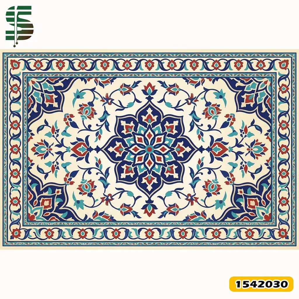 رومیزی مخمل کد 1542030 طرح سنتی گل های شرقی — تصویر ۱۰