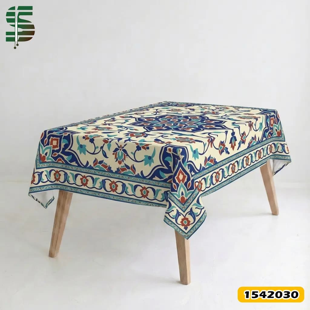 رومیزی مخمل کد 1542030 طرح سنتی گل های شرقی — تصویر ۸