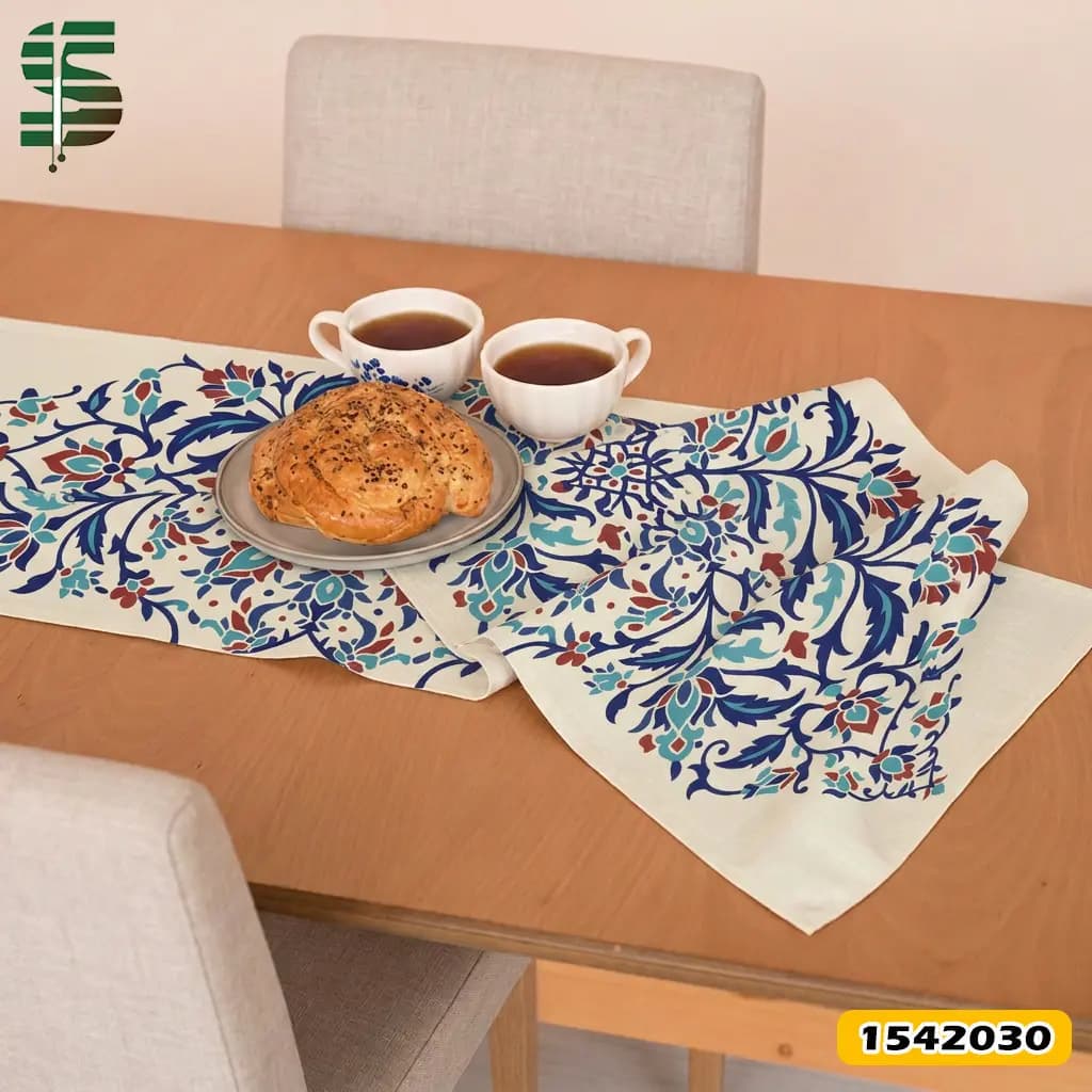 رانر مخمل کد 1542030 طرح سنتی گل های شرقی — تصویر ۸