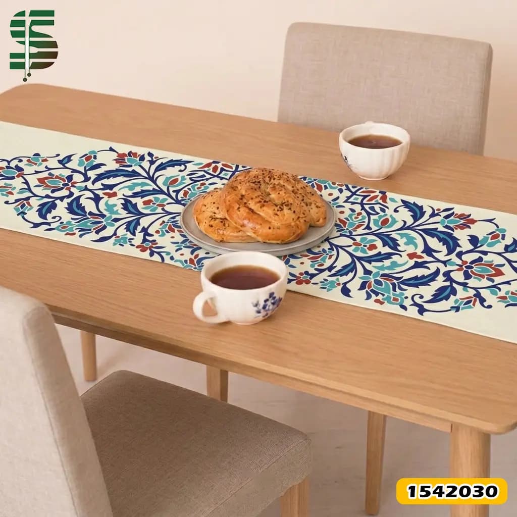 رانر مخمل کد 1542030 طرح سنتی گل های شرقی — تصویر ۵