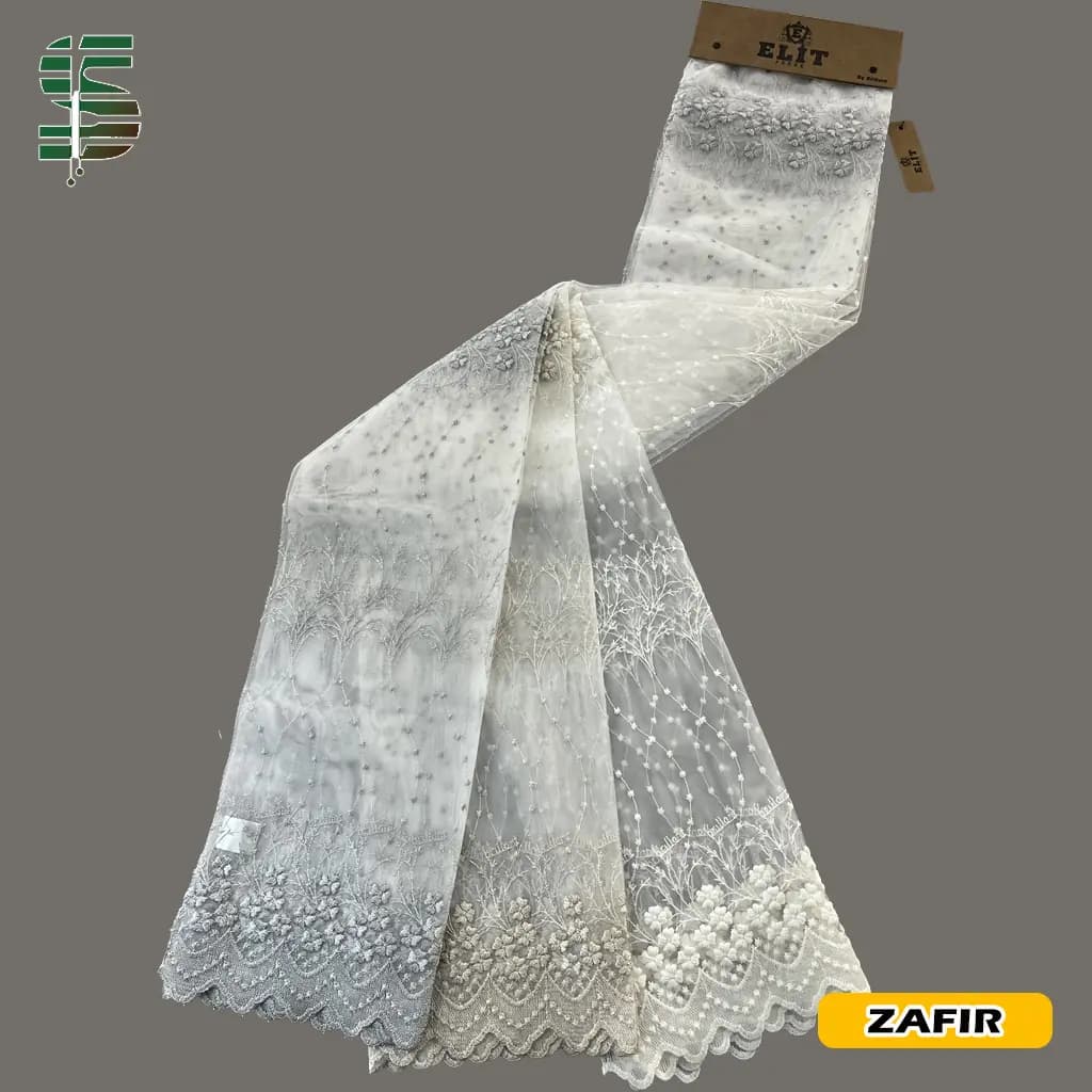 پرده تور لب حاشیه گلدوزی کد ZAFIR – U55434 در 3 رنگ