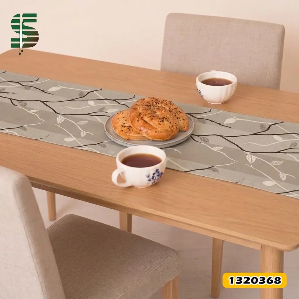 رانر مخمل کد 1320368 طرح شاخ و برگ قهوه ای — تصویر ۱۲