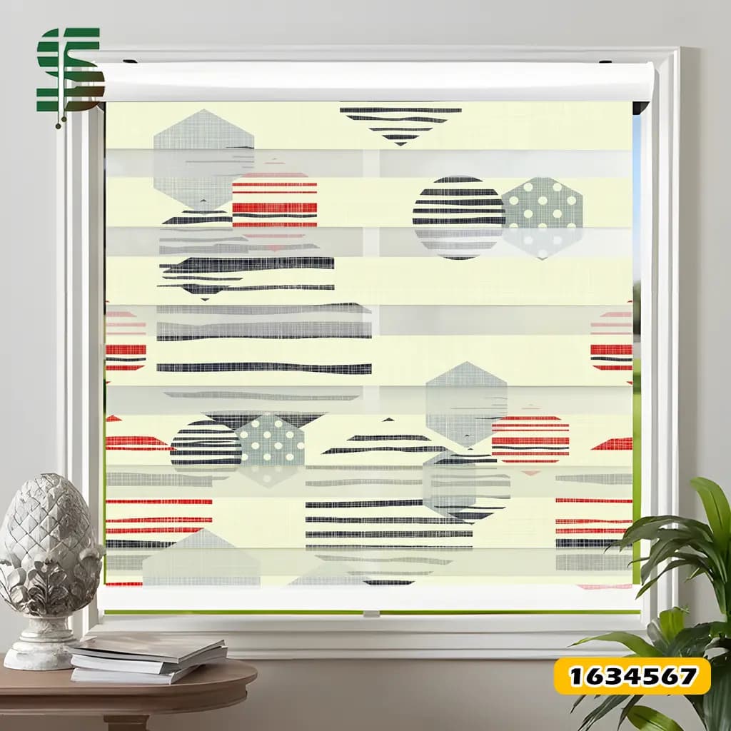 پرده زبرا طرح دار کد 1634567 طرح هندسی 6 ضلعی — تصویر ۸