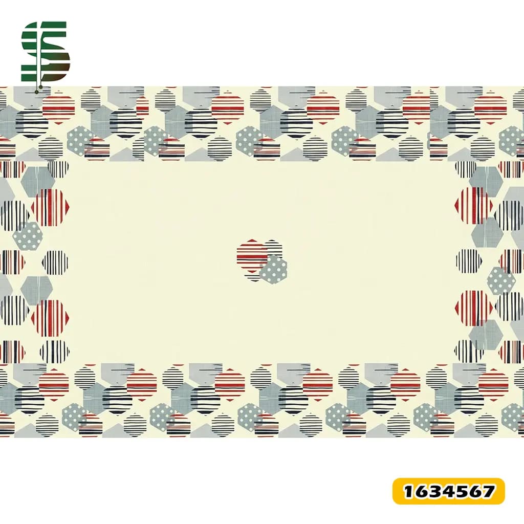 رومیزی مخمل کد 1634567 طرح هندسی 6 ضلعی — تصویر ۷