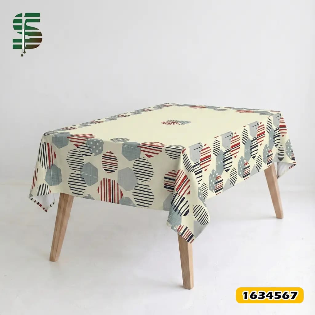 رومیزی مخمل کد 1634567 طرح هندسی 6 ضلعی — تصویر ۲
