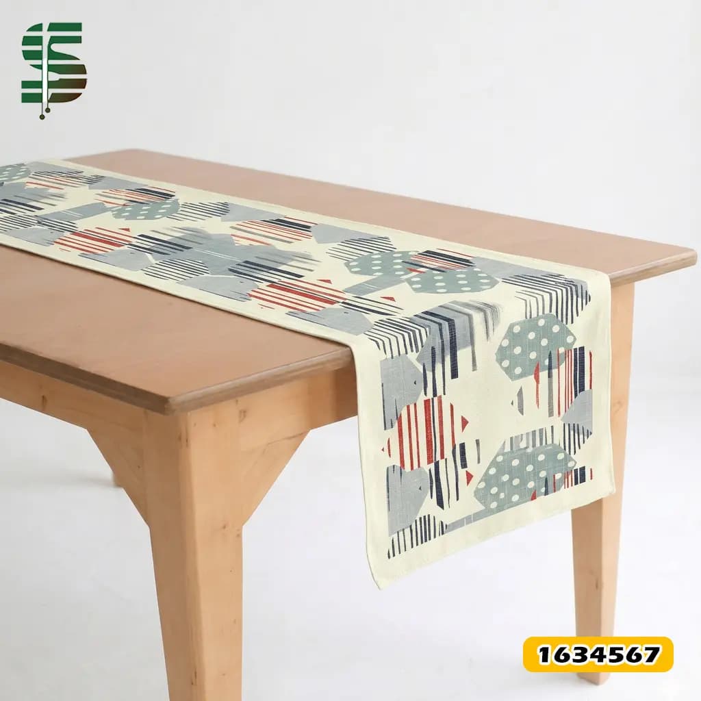 رانر مخمل کد 1634567 طرح هندسی 6 ضلعی