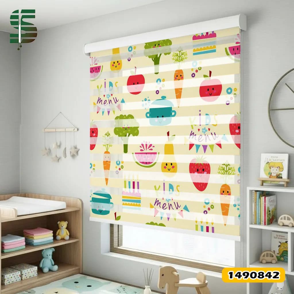 پرده زبرا کودک کد 1490842 طرح مواد غذایی — تصویر ۴