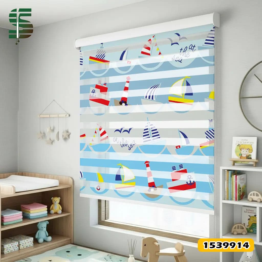 پرده زبرا کودک کد 1539914 طرح کشتی و فانوس دریایی — تصویر ۶
