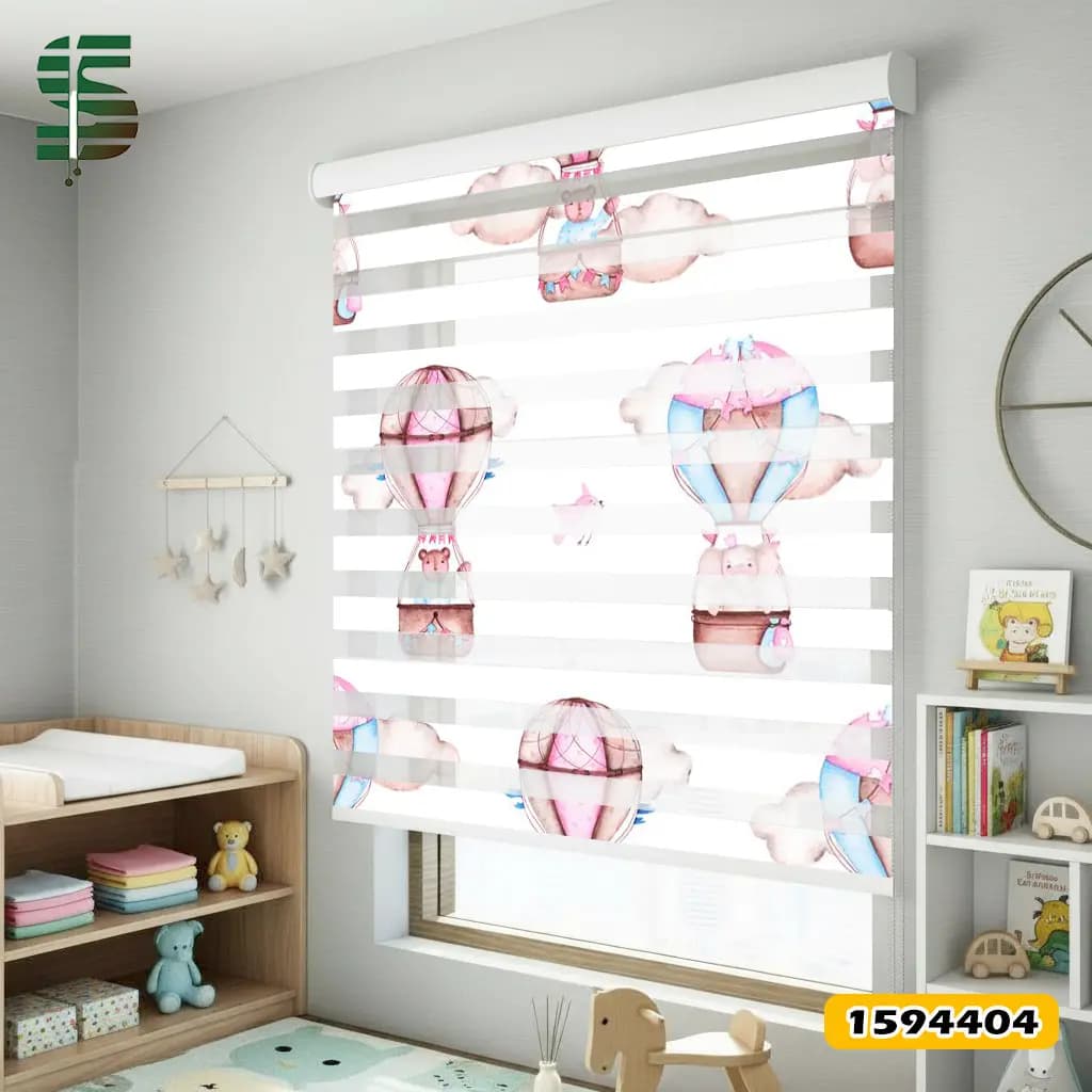 پرده زبرا کودک کد 1594404 طرح حیوانات و بالن — تصویر ۶
