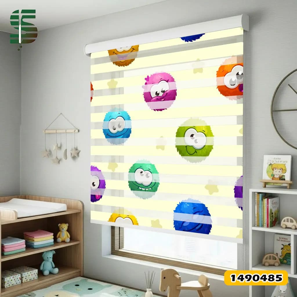پرده زبرا کودک کد 1490485 طرح شخصیت های کرکی زیبا و کارتونی — تصویر ۲