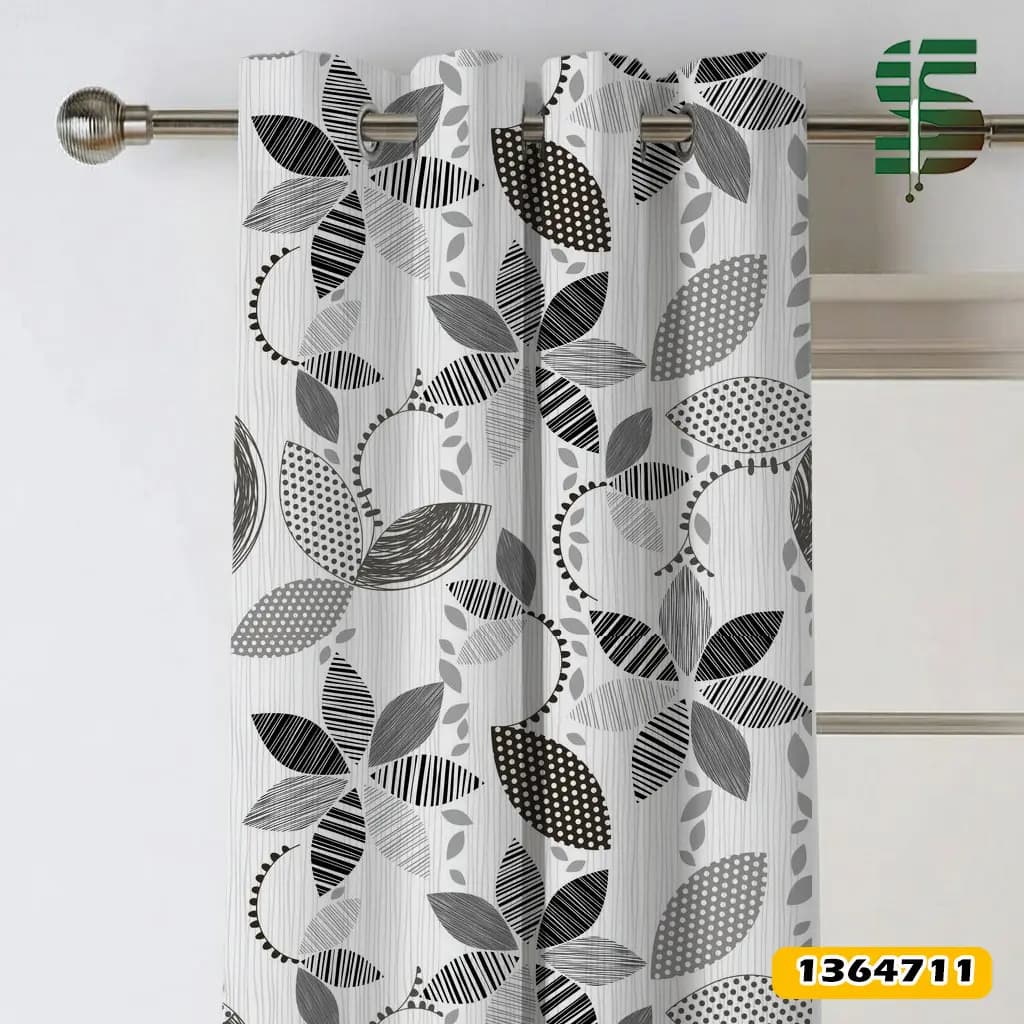 پرده پانچ طرح دار کد 1364711 مدل گل انتزاعی — تصویر ۴