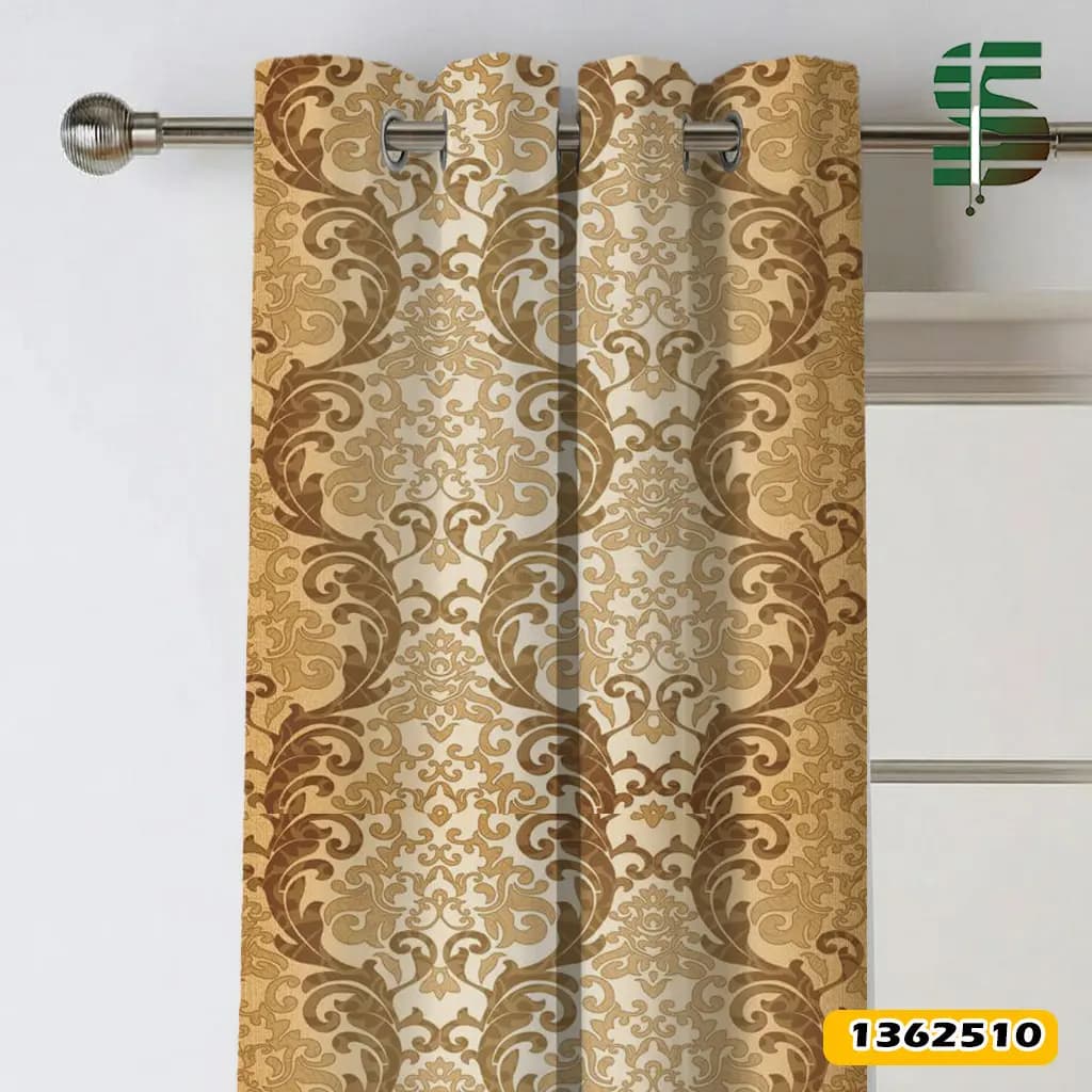پرده پانچ طرح دار کد 1362510 مدل گل داماسک رونده — تصویر ۴