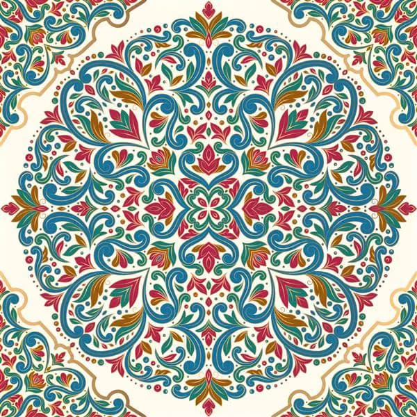 پرده شب و روز طرح دار کد 1603319 طرح سنتی سبز و قرمز — تصویر ۵