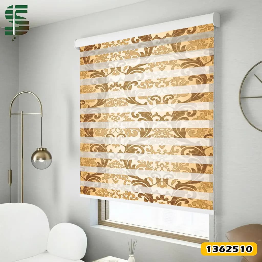 پرده زبرا طرح دار کد 1362510 مدل گل داماسک رونده — تصویر ۴