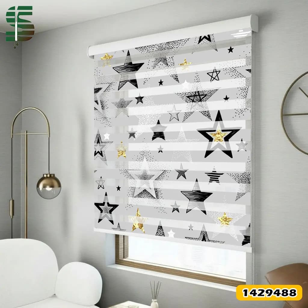 پرده زبرا طرح دار کد 1429488 مدل ستاره