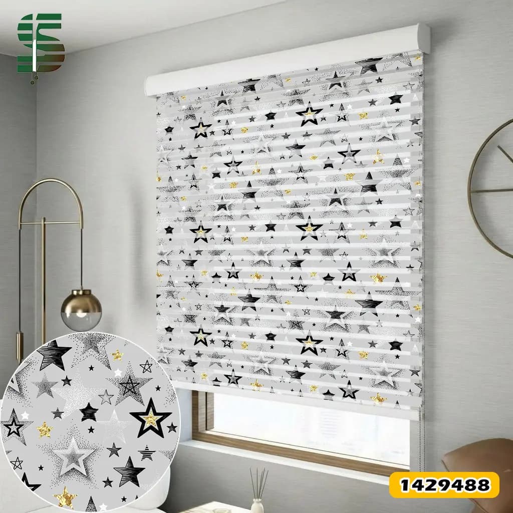 پرده شب و روز طرح دار کد 1429488 مدل ستاره — تصویر ۴