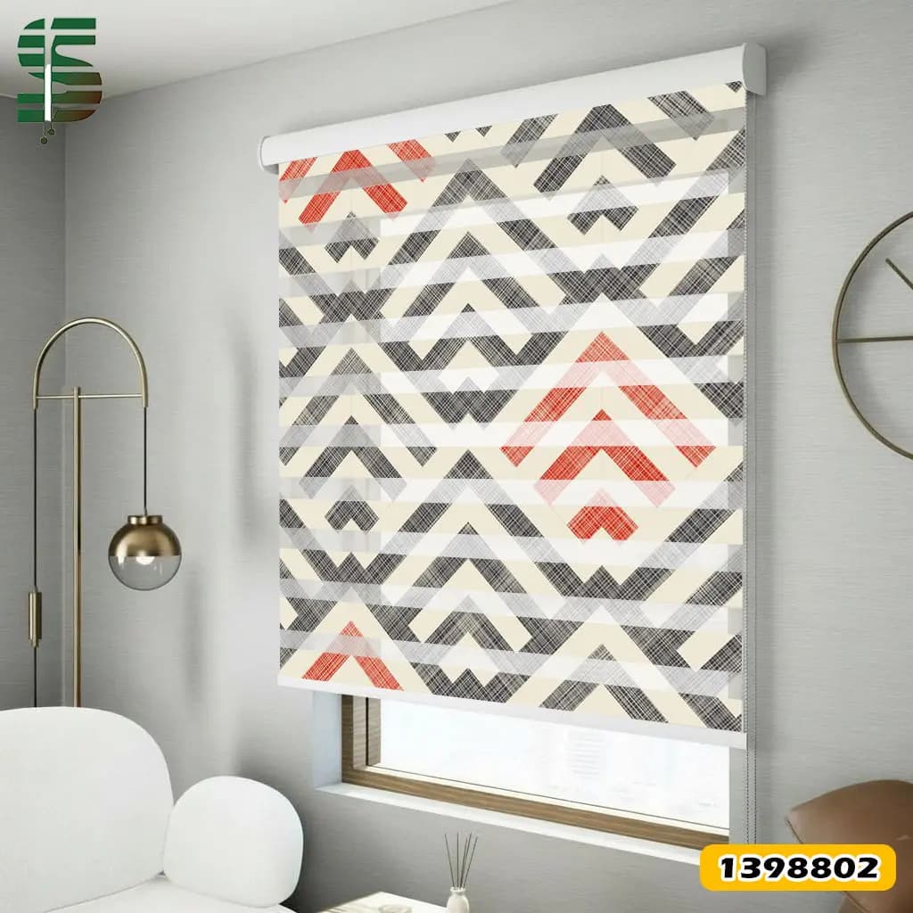 پرده زبرا طرح دار کد 1398802 مدل هندسی زمینه بافت — تصویر ۲