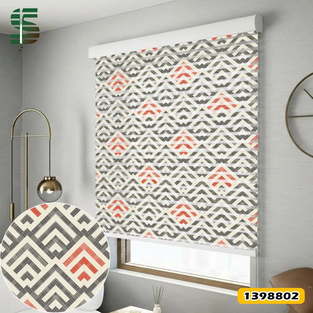 پرده شب و روز طرح دار کد 1398802 مدل هندسی زمینه بافت — تصویر ۴