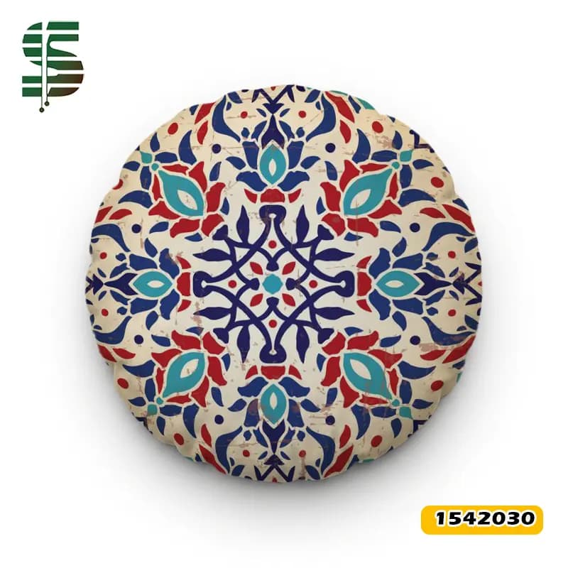 کوسن مخمل طرح سنتی کد 1542030 مدل گل های شرقی — تصویر ۳