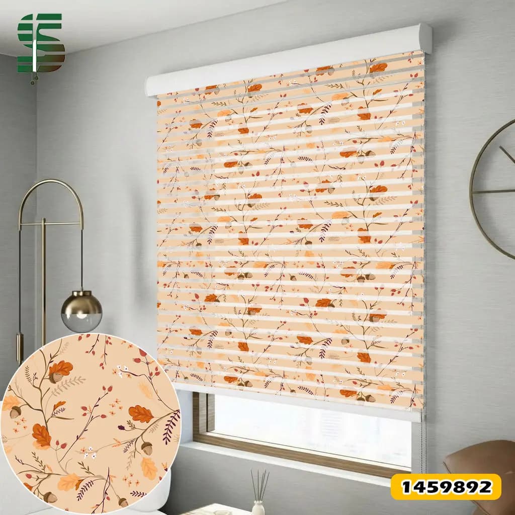 پرده شب و روز طرح دار کد 1459892 مدل بلوط و برگ پاییزی — تصویر ۴