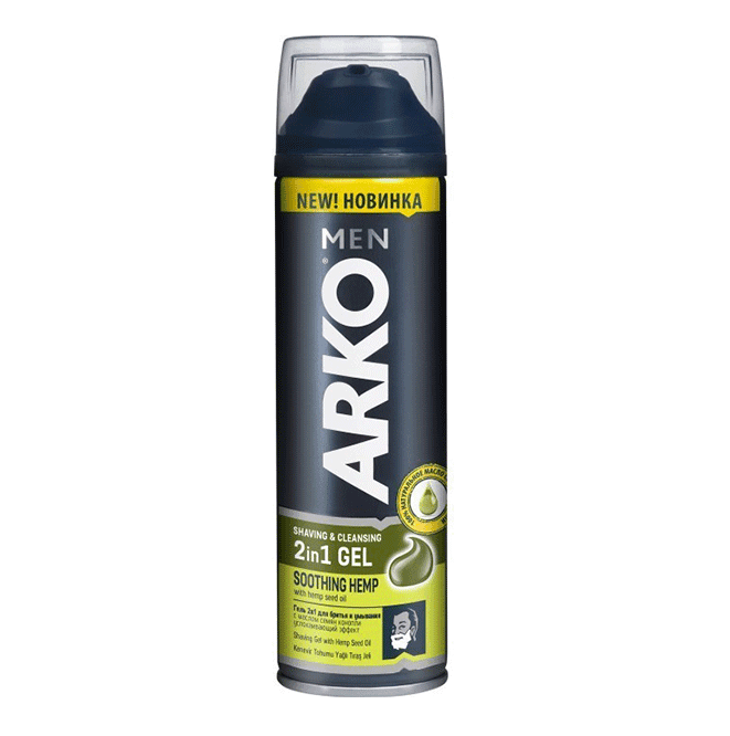 ژل اصلاح 2 در 1 آرکو من مدل Soothing Hemp حجم 200 میل ARKO