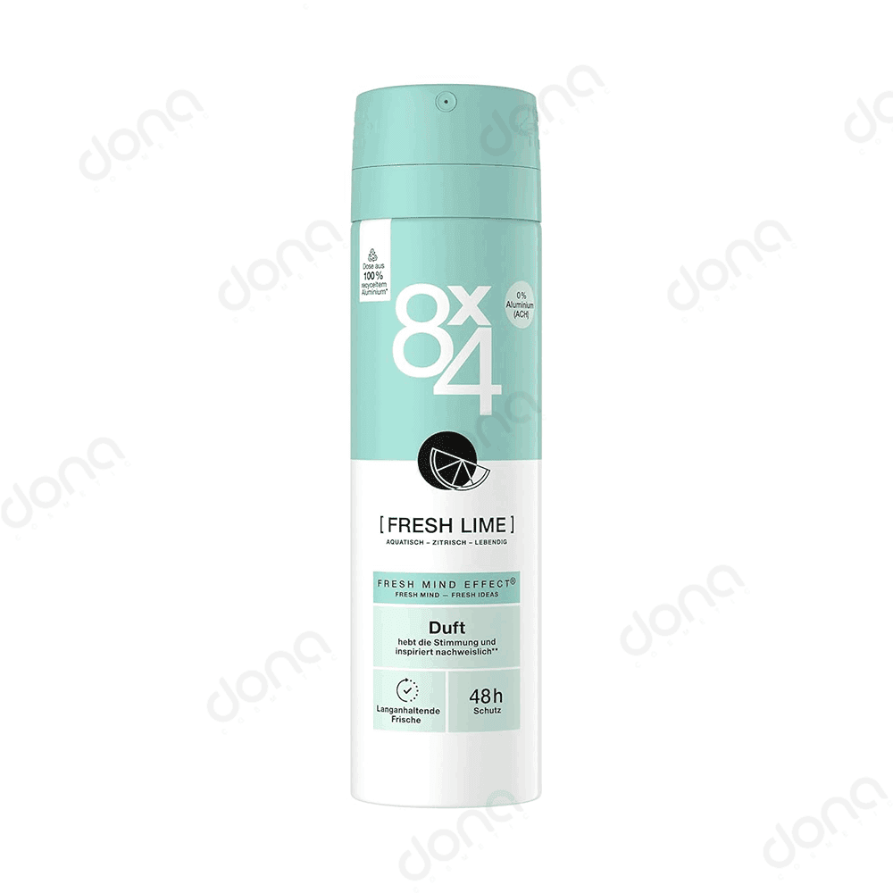 اسپری دئودورانت زنانه 8X4 مدل FRESH LIME حجم 150 میل — تصویر ۵
