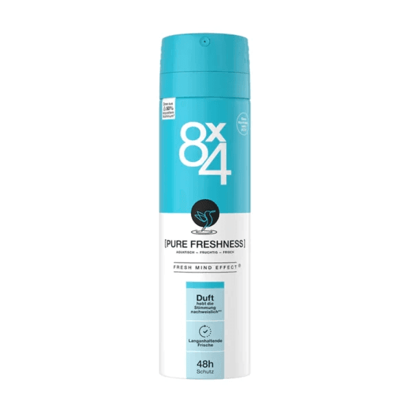 اسپری دئودورانت زنانه 8X4 مدل PURE FRESHNESS حجم 150 میل