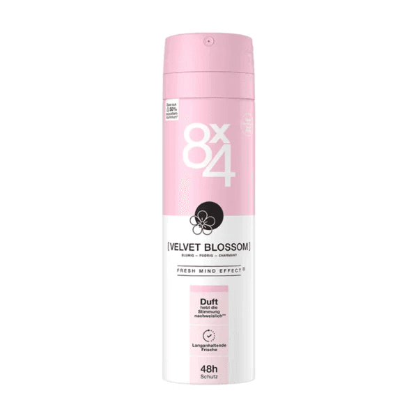 اسپری دئودورانت زنانه 8X4 مدل VELVET BLOSSOM حجم 150 میل