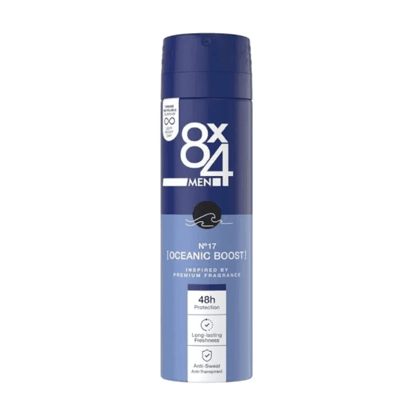 اسپری دئودورانت مردانه 8X4 مدل OCEANIC BOOST حجم 150 میل