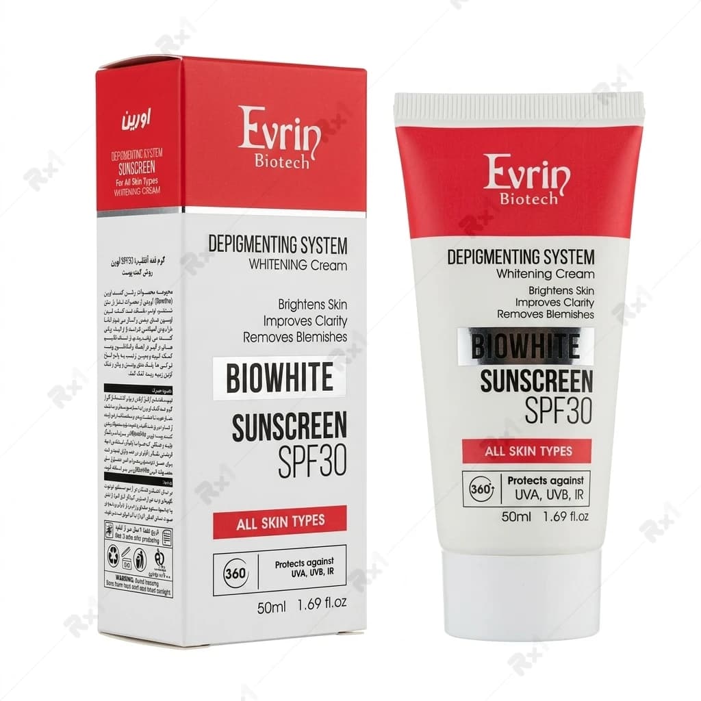 کرم ضد آفتاب و روشنکننده ایورین بایوتک مدل Biowhite با SPF30 حجم 50 میلیلیتر