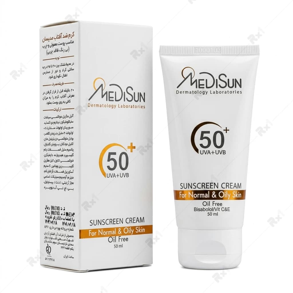 کرم ضد آفتاب مدیسان SPF 50+ فاقد چربی مناسب پوست معمولی و چرب حجم ۵۰ میلی‌لیتر — تصویر ۲