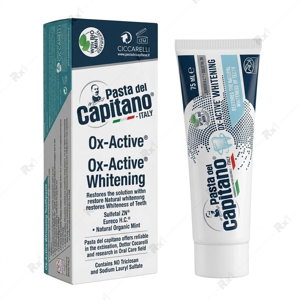 خمیر دندان سفیدکننده پاستا دل کاپیتانو مدل Ox-Active حجم ۷۵ میلی‌لیتر — تصویر ۲