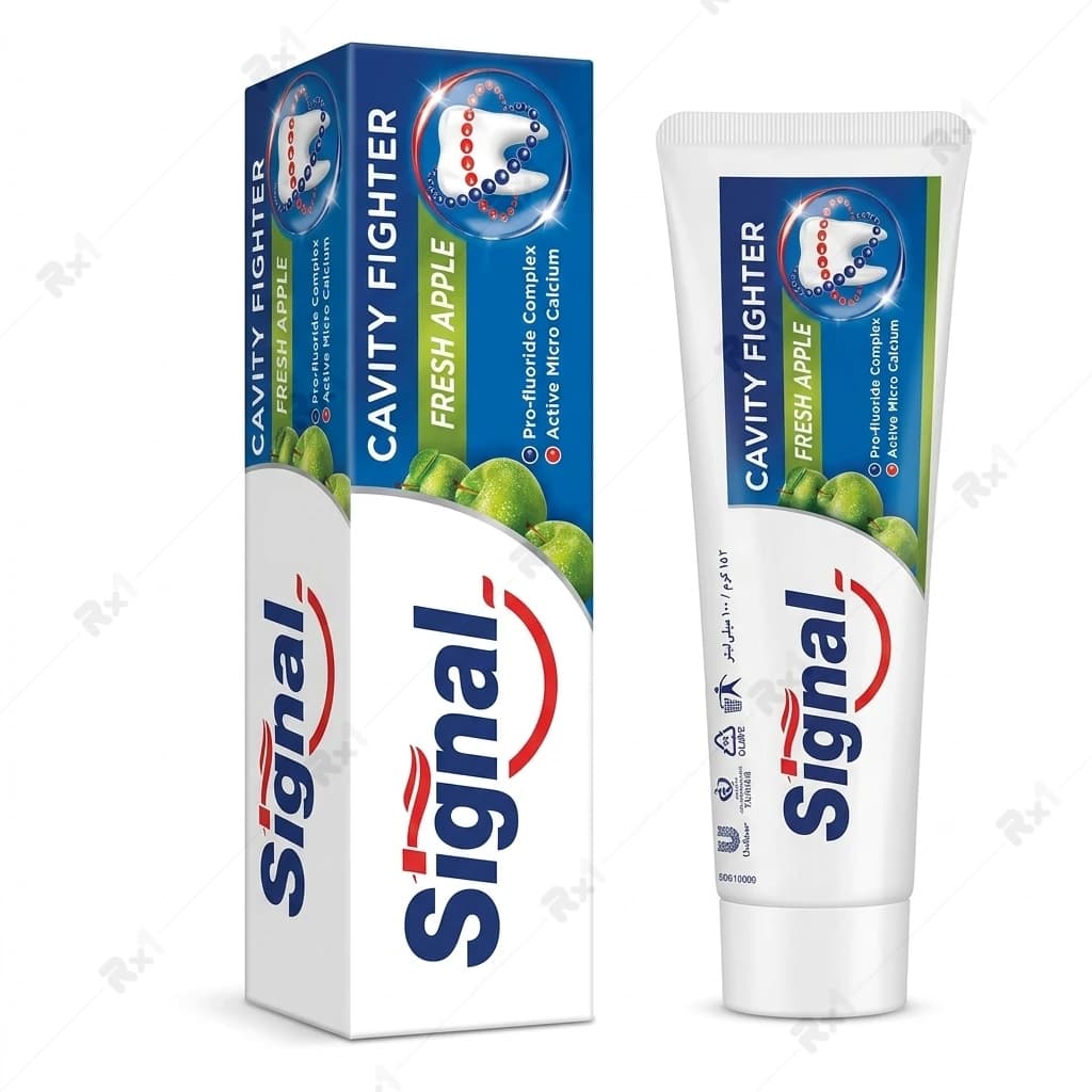 خمیر دندان ضد پوسیدگی سیگنال مدل Cavity Fighter با طعم سیب حجم ۱۵۲ گرم — تصویر ۵