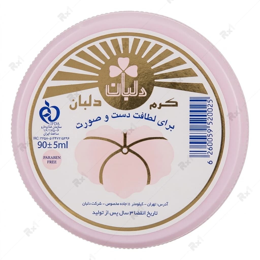 کرم مرطوب‌کننده دست و صورت دلبان حجم ۹۰ ± ۵ میلی‌لیتر