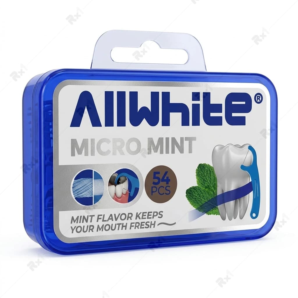نخ دندان دسته‌دار آل وایت مدل Micro Mint بسته ۵۴ عددی