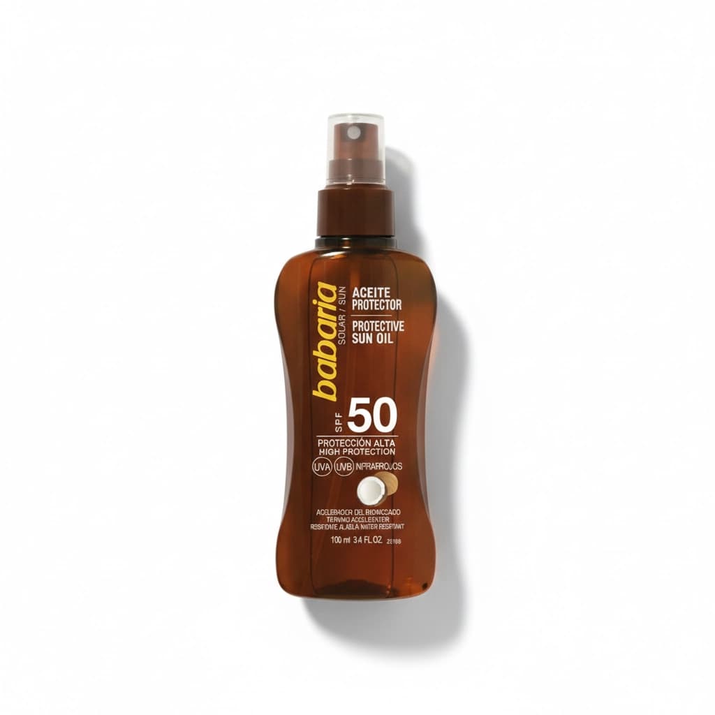 روغن برنزه کننده و محافظ آفتاب باباریا با SPF 50 – حاوی روغن نارگیل | حجم 100 میل — تصویر ۲