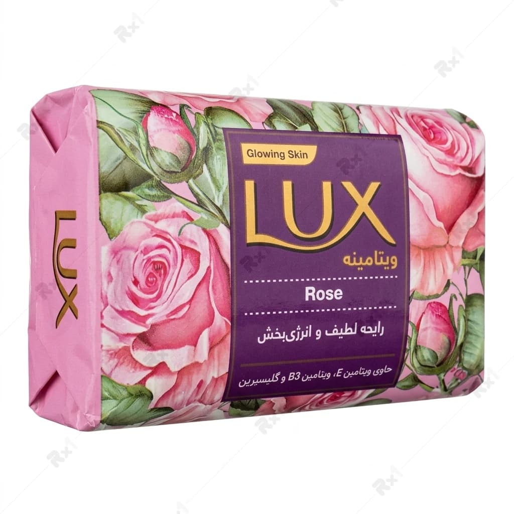 صابون لوکس مدل رز حاوی ویتامین E، B3 و گلیسیرین ۹۰ گرم