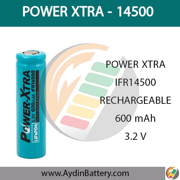باتری لیتیوم فسفات آهن پاوراکسترا POWER-XTRA IFR14500_3/2V_ 600mAh