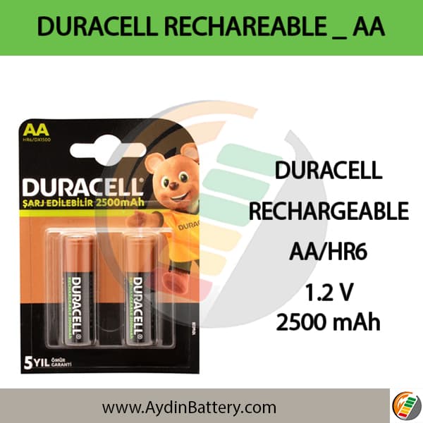 باتری قلمی قابل شارژ DURACELL-AA 2500mAh — تصویر ۳