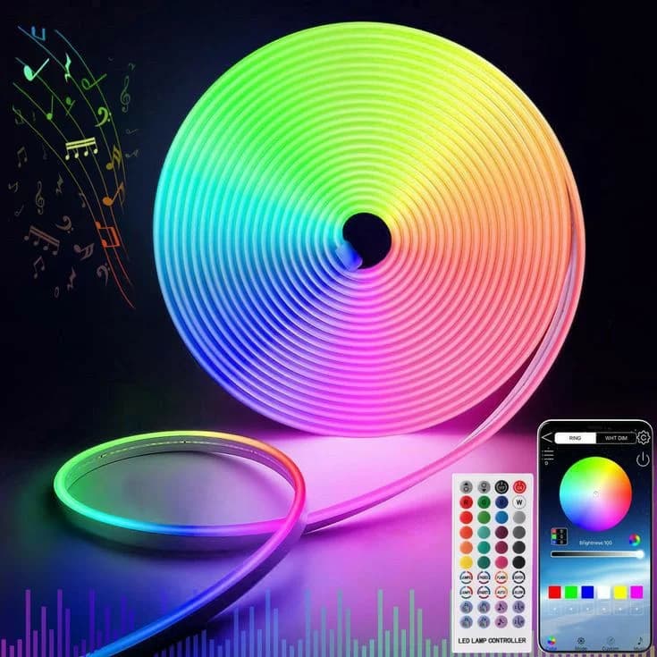 نئون فلکسی 12 ولت RGB دیتاپذیر حلقه 50 متری — تصویر ۳