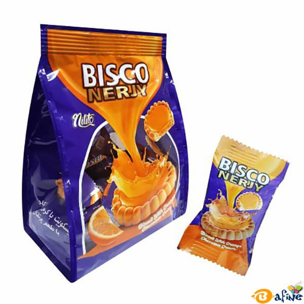بیسکویت کرم شکلاتی بیسکونرژی نیلی‌تو طعم پرتقال